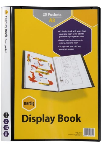 Display Book A3 20 Pocket Black Insert Cover (Non-Ref)