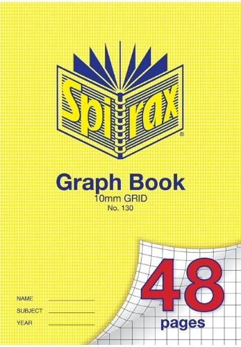 Graph Book A4 48 Page 10mm Grid Squares #130 Spirax