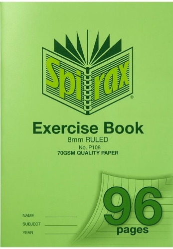 Exercise Book A4 96 Page 8mm PP Cover with Margin #108Spirax