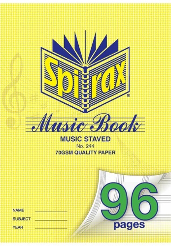Music Book A4 96 Page Ruled & Staved Spirax 244