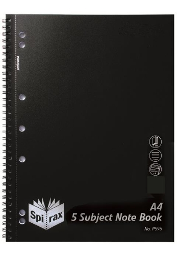 Notebook A4 250 Page 5 Subject #P596 Spirax