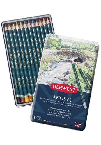 Pencils-Coloured 12's in Tin Derwent Artist