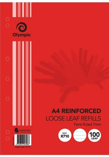Loose Leaf Refills Reinforced A4 7mm Pkt 100