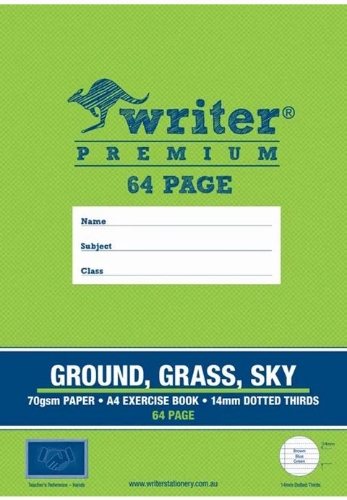 Exercise Book 64 Page 14mm Dotted Thirds Ground,Grass,Sky WR