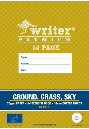 Exercise Book 64 Page 18mm Dotted Thirds Ground,Grass,Sky WR