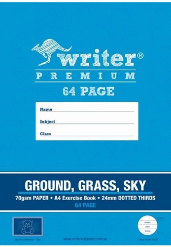 Exercise Book 64 Page 24mm Dotted Thirds Ground,Grass,Sky WR