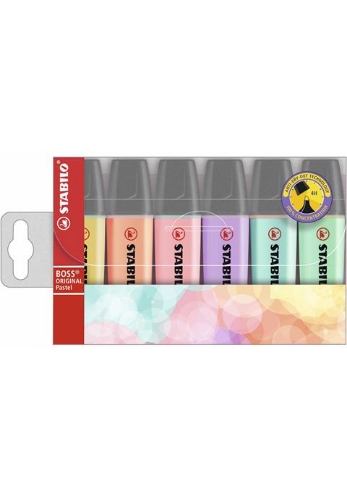 Highlighters Pkt 6 Pastel Colours Stabilo Boss