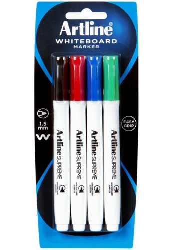 Whiteboard Markers Bullet Assorted Pack of 4 Artline Supreme