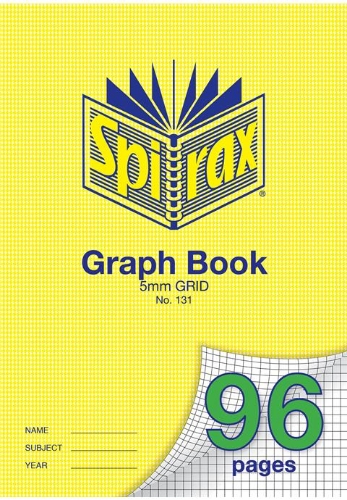 Graph Book A4 96 Page 5mm Grid Squares #131 Spirax