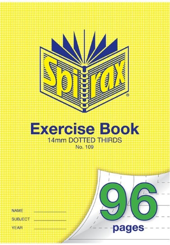 Exercise Book A4 96 Page 14mm Dotted Thirds #109 Spirax