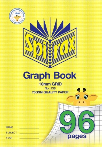 Graph Book A4 96 page 10mm Grid Squares #138 Spirax